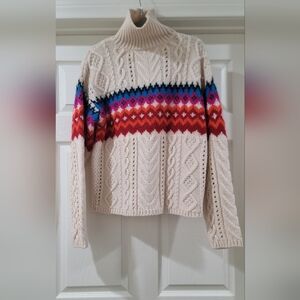 Rag & Bone Sweater Willow Fair Isle/Turtleneck Alpaca Wool - Sz Med.